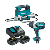 Makita Tools - 2 Piece Combo Kit - DGP180ZBK DTW1001Z 2X BL1850B DC18RC | DLX2542T